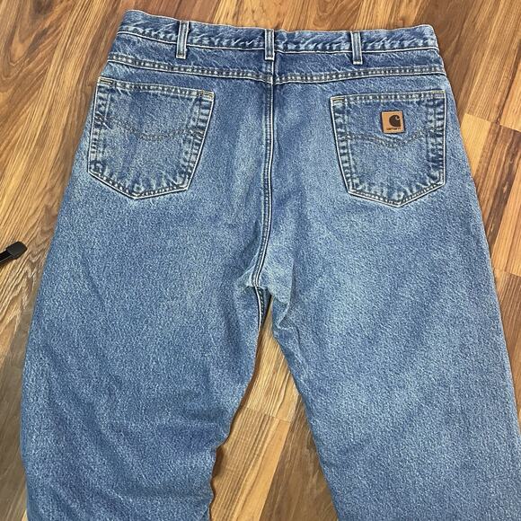 VTG Carhartt B155 DST Fleece Lined Straight Leg Relaxed Fit Jeans Men’s 38x32 - Picture 6 of 11